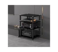 HTYUKFDG HiFi Rack AV Media Stand Stereo Component Cabinet Wood Shelf Rack Audio Tower Modern Record Player Media Console Stand for Home Office Theater(Nero,4 Tier)