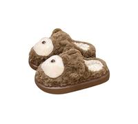 HTYUKFDG Kawaii Cute Bear House Slippers Women & Girls Cartoon Animal Plush Cotton Slippers Winter Warm Indoor Outdoor Fuzzy Shoes(Brown,6 UK)