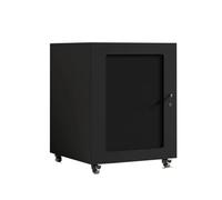 HTYUKFDG Media Cabinet with Breathable Mesh Door & Security Lock Stereo Cabinet with Cable Management & Wheels Record Player Stand for Home(Nero,2 tier)