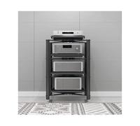 HTYUKFDG Stereo Rack Audio Video Media Stand Modern HiFi Rack Audio Tower with Shock-Absorbing Feet Game Console Equipment Shelf for Home Office(Nero,4 Tier)