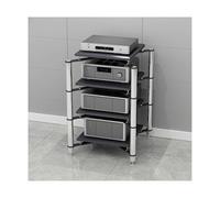HTYUKFDG Stereo Rack Audio Video Media Stand Modern HiFi Rack Audio Tower with Shock-Absorbing Feet Game Console Equipment Shelf for Home Office(Silver,4 Tier)
