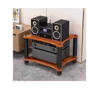 HTYUKFDG Stereo Rack AV Media Stand with Shock-Absorbing Feet HIFI Stand Wooden CD Record Player Stereo Receiver AV Equipment Cabinet Display Rack(Brown,2 Tier)