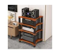 HTYUKFDG Stereo Rack AV Media Stand with Shock-Absorbing Feet HIFI Stand Wooden CD Record Player Stereo Receiver AV Equipment Cabinet Display Rack(Brown,4 Tier)