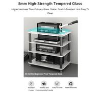 HTYUKFDG Tempered Glass AV Component Media Stand Heavy Duty Stereo Cabinet Modern Entertainment Video Game Equipment Console Shelf for DVD Player(1 Tier)