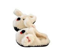 HTYUKFDG Women's Cartoon Animal Dog Home Slippers Cute Puppy Plush House Shoes Winter Warm Bedroom Slides Non-Slip Fuzzy Fluffy Shoes(Wei,4.5 UK)