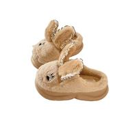 HTYUKFDG Women's Cute Animal Bunny Slippers Indoor Non-Slip Home Thick Bottom Plush Slippers Warm Winter Cartoon Rabbit Bedroom Shoes(Khaki,6 UK)