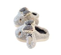 HTYUKFDG Women's Cute Bunny Cotton Slippers Girls Cartoon Rabbit Thick Bottom Home Slippers Kawaii Indoor Animal Plush Shoes(Blu,5.5 UK)