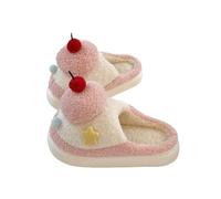 HTYUKFDG Women's Cute Cherry Fuzzy Slippers Cartoon 3D Fruit Cozy Warm House Shoes Memory Foam Fluffy Slip On Plush Bedroom Slippers(Rose,4.5 UK)