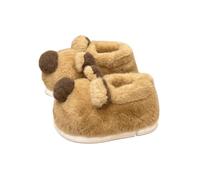 HTYUKFDG Women's Cute Fuzzy Dog Slippers Cartoon Animal Fluffy Winter Slippers Kawaii Puppy Soft Plush Warm Cozy Non Slip House Shoes(Khaki,5 UK)