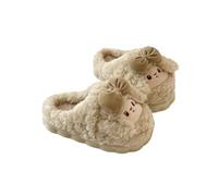 HTYUKFDG Women's Cute Sheep Cartoon Animal Slippers Cozy Winter Plush Soft Home Cotton Slippers Thick Sole Fluffy Fuzzy Bedroom Shoes(Grn,5.5 UK)