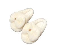 HTYUKFDG Women's Fuzzy Bow Home Slippers Cute Bowknot Fluffy Faux Fur Warm House Slippers Winter Memory Foam Anti Slip Indoor Shoes(Wei,6.5 UK)