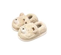 HTYUKFDG Women's Kawaii Cute Bear Slippers Funny Cartoon Animal Plush House Slippers Cozy Winter Warm Soft Anti-Slip Fluffy Home Shoes(Khaki,6 UK)