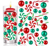 HTZNHXT 120 Pcs Christmas Vase Filler, Green Red Fake Candy Cane Beads Pearls for Vases for Table Decorations Centerpieces