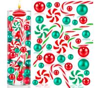 HTZNHXT 120 Pcs Christmas Vase Filler, Green Red Fake Candy Cane Beads Pearls for Vases for Table Decorations Centerpieces