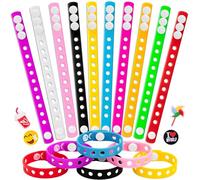 HTZNHXT 20 Pcs Silicone Charm Bracelets, 8 Inch Bracelets Bulk Band for Kids, Silicone Wristbands Adjustable Rubber Bracelets Hold the Shoe Charms for Students Gift, 8inch, Rubber Silicone, no