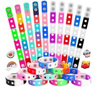 HTZNHXT Silicone Charm Bracelets, 7 Inch Bracelets Bulk Band for Kids, Silicone Wristbands Adjustable Rubber Bracelet Hold the Shoe Charms for Students, 7inch, Silicone, no gemstone