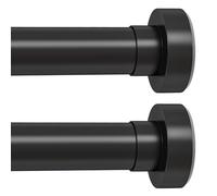 HTZON 2Pack Black Shower Curtain Rod 33 to 72Inch:Spring Tension Shower Rods for Bathroom Kitchen Doorway,Heavy Duty Adjustable Tension Shower Curtain Rod No Drilling No-Slip Easy Install,Matte Black