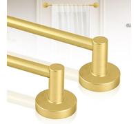 HTZON 2Pack Gold Magnetic Curtain Rod,Magnetic Curtain Rod for Door,Adjustable Magnetic Towel Bar,Magnetic Curtain Rods for Metal Doors 16-28 Inch,Tool-Free Magnetic Rod with Leather Protective Cover