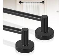 HTZON Black Magnetic Curtain Rod for Door:Magnet Curtain Rod for Classroom Whiteboard,Small Adjustable Magnetic Towel Bar,Tool-Free French Magnet Pole with Leather Protective Cover,2 Pack 16-28"