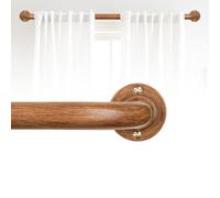 HTZON Blackout Wrap Around Curtain Rods for Windows 48 to 84 Inch:Room Darkening Imitation Wood Curtain Rod Heavy Duty Adjustable 1Inch Wooden Curved French Return Wraparound Curtain Rods Round Hidden