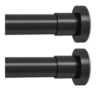 HTZON Shower Curtain Rod Spring Tension:2Pack Black Shower Rods for Bathroom 33 to 72 Inch,1 Inch Modern Heavy Duty Adjustable Tension Shower Curtain Rod No Drilling No-Slip Easy Install,Matte Black