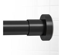 HTZON Shower Curtain Rod Spring Tension:Black Shower Rods for Bathroom 33 to 58 Inch,1 Inch Modern Heavy Duty Adjustable Tension Shower Curtain Rod No Drilling No-Slip Easy Install,Matte Black