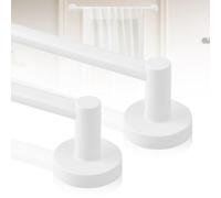 HTZON White Magnetic Curtain Rod for Door:Magnet Curtain Rod for Classroom Whiteboard,Small Adjustable Magnetic Towel Bar,Tool-Free French Magnet Pole with Leather Protective Cover,2 Pack 16-28"