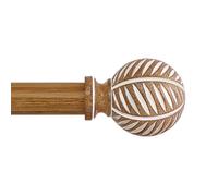 HTZON Wood Boho Curtain Rods for Windows:Wooden Farmhouse Decorative Curtain Rod for Bedroom Living Room,Heavy Duty Adjustable Rustic Bamboo Drapery Rods with Imitation Wood Grain Finials,Brown 36-88"