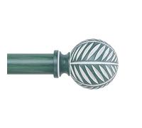 HTZON Wood Boho Curtain Rods for Windows:Wooden Farmhouse Decorative Curtain Rod for Bedroom Living Room,Heavy Duty Adjustable Rustic Bamboo Drapery Rods with Imitation Wood Grain Finial,Green 72-144"