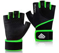 HTZPLOO Workout Gloves for Men - Weight Lifting With Full Palm Pad, Strong Wrist Wraps Support, Enhanced Grip for Fitness, Training, Exercise (Green, X-Large)