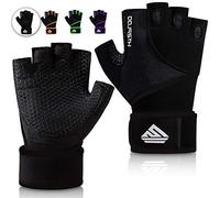 HTZPLOO Workout Gloves Gym Gloves Weight Lifting Gloves for Men with Full Palm Pad,Strong Wrist Wraps Support,Enhanced Grip,for Fitness,Training,Weightlifting,Exercise (Black, X-Large)
