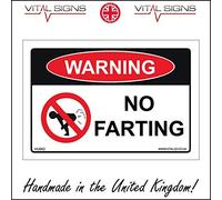 HU042 Warning No Farting Sign Man cave Kitchen Office boss Warehouse Factory Fun 150mm x 100mm Sticker/Sav - White Background