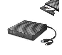 Hu7ken External CD DVD Drive, Ultra Slim USB 3.0 Type-C Optical Drive, Portable CD ROM Reader Writer Burner, Compatible with Laptop Desktop PC Windows Mac MacBook Mac OS Linux