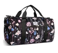 HUA ANGEL Sports Bag Men Women Multifunction with Shoe Compartment and Multi Pocket Waterproof Lightweight Gym Bag for Travel Swimming Yoga Beach Boxing - 25L, Pale Blue Flowers