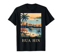 Hua Hin Thailand Coastal City Beach Sunset Illustration T-Shirt