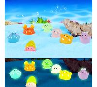 HUA JET 30 Pcs Mini Resin Ocean Animals Glow in The Dark Figurines, Tiny Cute Sea Creatures for Aquarium Ornaments, DIY Micro Landscape & Fairy Garden Decor（Two per style）