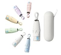 HUA JET Mini Umbrella for Women - UPF 50+ UV Protection, Sun & Rain Dual Use, Ultra-Compact Pocket Size, Lightweight Foldable Travel Umbrella with Case, Portable Shade for Beach, Commute (White)