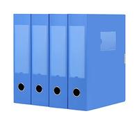 HUA JIE A4 Storage File Boxes Plastic Archives Cases with Lid, File Folder Organizer Document Storage Filing Box for Office,31×7.5×23.5 cm, Blue(Pack of 4)