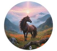 Hua Liu 1000pc Round Puzzle Highlighting Horse, A Joy to Assemble, Perfect for Relaxing in The Sunroom 1000pcs (67.5x67.5cm)