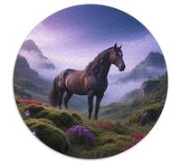 Hua Liu Circular 1000-Piece Puzzle Showing Horse, Intermediate Difficulty, A Lovely Addition to Game Collections 1000pcs (67.5x67.5cm)