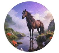 Hua Liu Elaborate 1000pc Round Jigsaw with Horse, A Bit of A Brain-Teaser, Best for Office Break Areas Or Evening Leisure 1000pcs (67.5x67.5cm)
