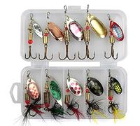 huaaiji 10Pcs Spinner Bait Set Multi Colored Fishing Spinners Lures Baits Pike Fishing Lures with Box for Trout Salmon Bass Fishing Set