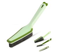 huaaiji 4-in-1 Bathroom Cleaning Brush - Multi-Function Floor Scrubbing Brush with Crevice Cleaner, Hair Clipper & Rubber Squeegee, Ergonomic Handle for Tile, Toilet, Bathtub, Sink