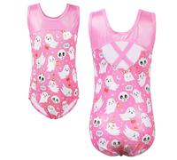 HUAANIUE Girl Gymnastics Leotard Sleeveless Diamond Splice Leotard Long Ballet Dancing Dress Sportwear 3-12Y Athletic Ballet Kids Aerobics Costume Dancewear(PinkHalloween,10A)