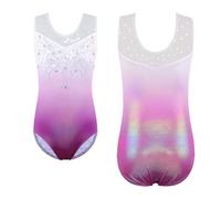 HUAANIUE Girl Gymnastics Leotard Sleeveless Diamond Splice Leotard Long Ballet Dancing Dress Sportwear 3-12Y Athletic Ballet Kids Aerobics Costume Dancewear(GradientPurple,6A)