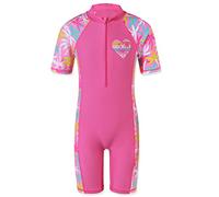 HUAANIUE Girls Kids One-Piece Swimsuit Anti-UV UPF 50+ Kids Girls Zip Up Swimsuit 2-12 Years, S259-Cocoa Tree, 2-3 Years