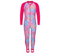HUAANIUE LongSleeve Step on Foot Swimsuit Summmer Cute Flower and Fish Wetsuit Costume with Ziper for Boys and Girls(HotPinkScale,152/158)