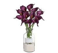 huaao Pack of 12 Artificial Calla Lilies Wedding Decoration Bouquet Realistic Latex Flower Arrangements Decoration Bridal Wedding Home Party Hotel DIY Flower Arrangements, Purple