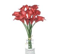 huaao Pack of 12 Artificial Calla Lily Wedding Decoration Bouquet Realistic Latex True Flower Arrangements Decoration Bridal Wedding Home Party Hotel DIY Flower Arrangements Dark Red