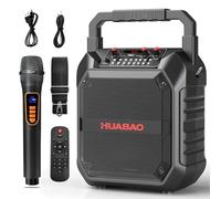 HUABAO Karaoke Machine, Portable Bluetooth Speaker with Wireless Microphone for Adults & Kids, PA System with Remote Control Supports TF Card/USB/FM/AUX for Home Party, Indoor and Outdoor